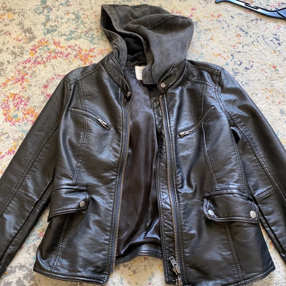 We The Free Vegan Leather Jacket with Hood